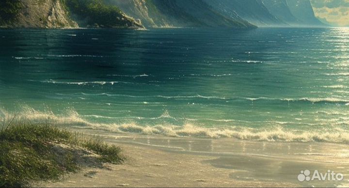 Картина маслом текстурной пастой сияние моря Масло