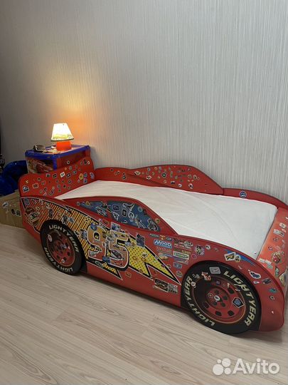 Кровать машина Тачки Молния Маккуин с матрасом