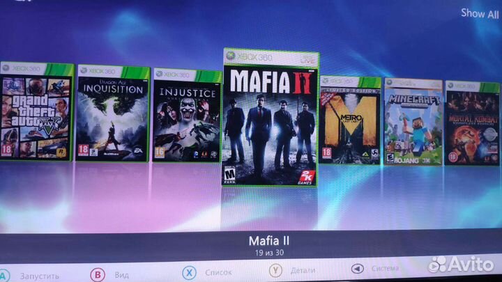 Xbox 360 Slim 250Gb, 1 геймпад+30 игр