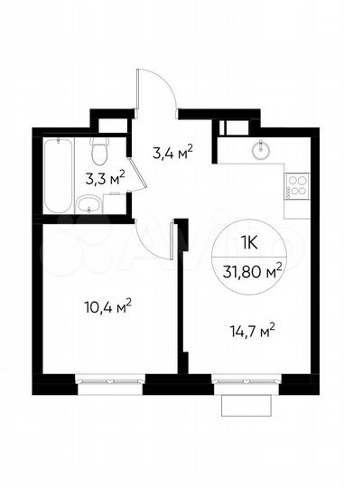 1-к. апартаменты, 31,8 м², 12/17 эт.