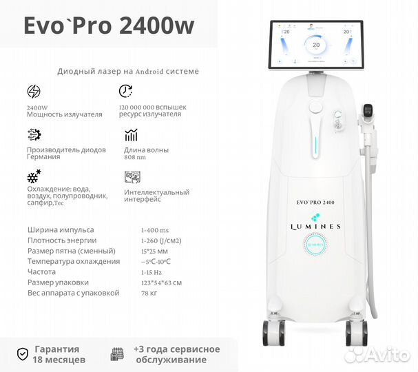 Диодный лазер для эпиляции Лю’минес Evo-Pro 2400в