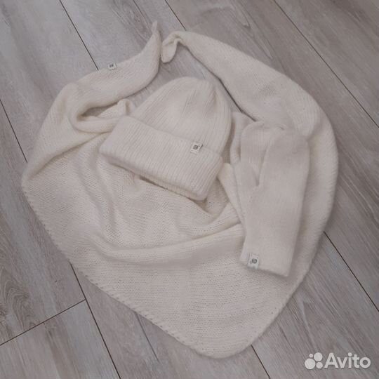 Шапка варежки бактус из пуха норки