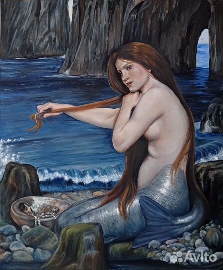 Картина маслом Русалка,картина в интерьер 60/50