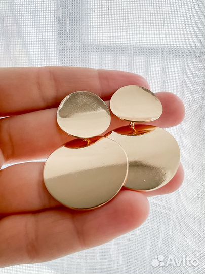 Серьги-диски геометрические женская бижутерия