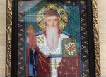 Вышитая картина Святой Николай бисер 19,5х16,5 см
