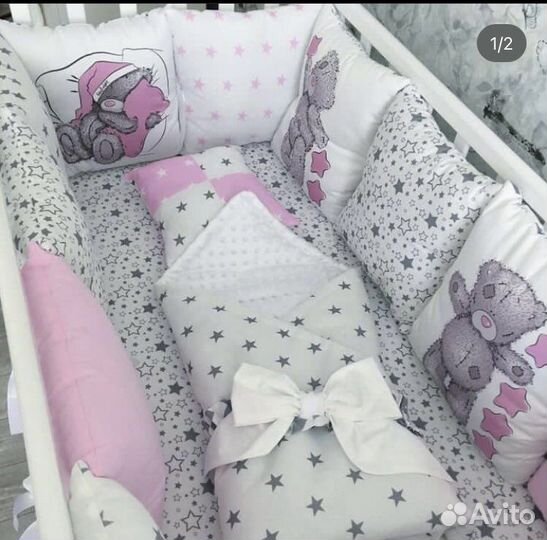 Детская кроватка с матрасом и бортиками