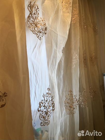 Тюль высота 2,70 3 штуки+ портьеры