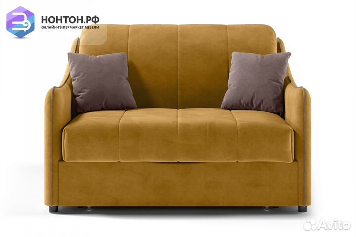 Диван аккордеон Эско горчичный / коричневый