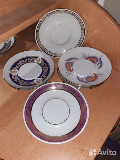 Блюдца 18.5, 16, 15.5см Гжель Вербилки Дулево Таре