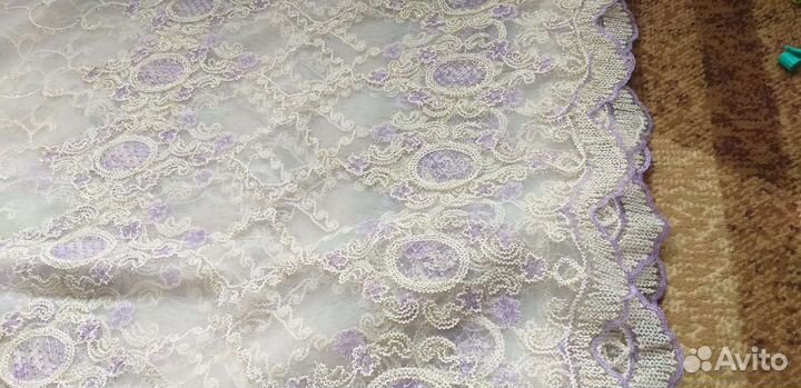 Тюль сетка вышивка с кордовой нитью