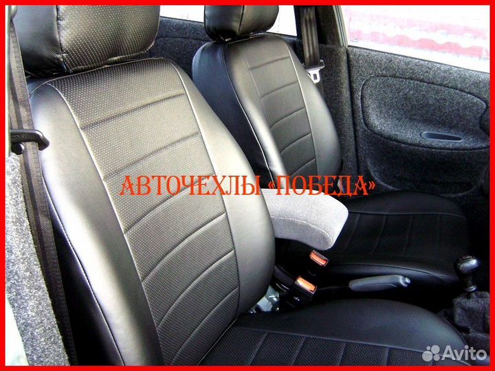 Чехлы Chevrolet Lanos из экокожи чёрные Классика