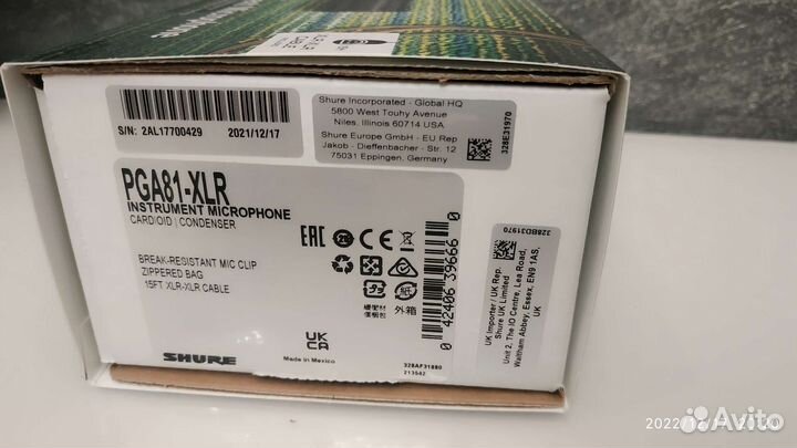 Инструментальный микрофон Shure pgа81-XLR