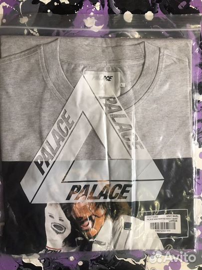 Palace x WWE Mankind Sock T-Shirt Grey Marl L