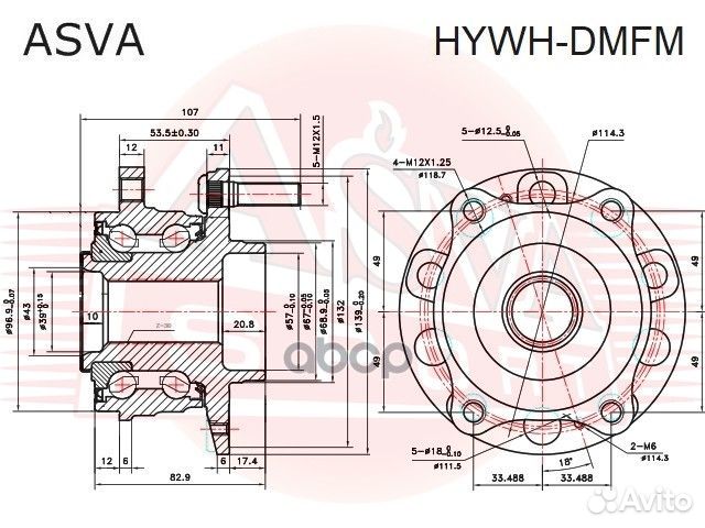 Ступица колеса перед прав/лев hywhdmfm asva