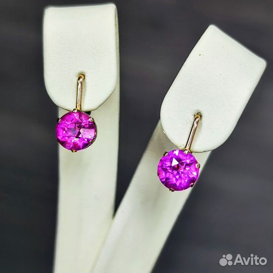 Золотые серьги с корундами СССР советские 583