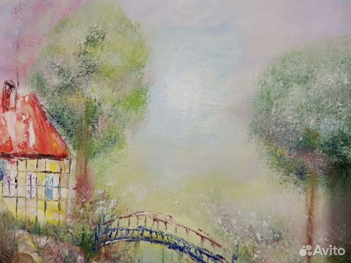 Большая картина маслом на холсте на подрамнике