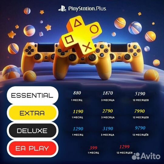 Подписка PS Plus Deluxe, Extra,Essential, EA Play