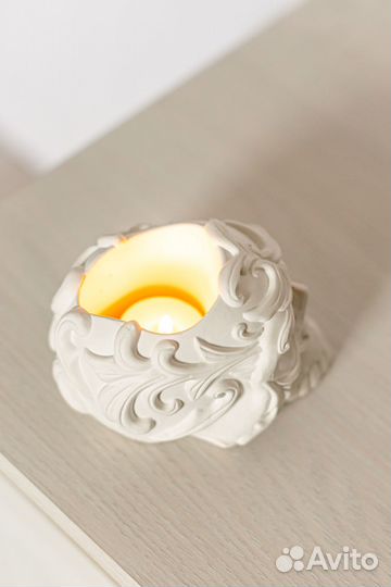 Статуэтка подсвечник органайзер череп гипсовый