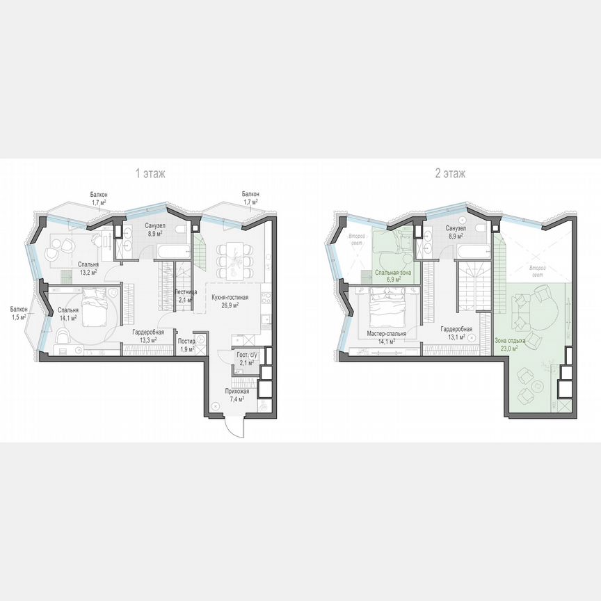3-к. квартира, 127,8 м², 9/14 эт.