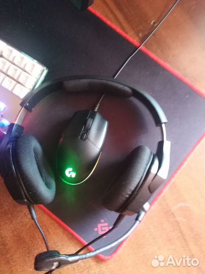 Мышь,клавиатура, коврик, наушники с микро