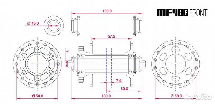 Втулка передняя Koozer MF480. 9QR. 32 отв. черный