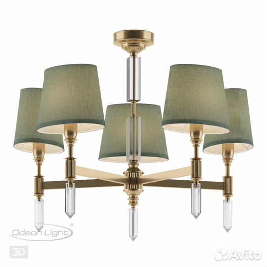 Люстра металл и текстиль в спальню классика