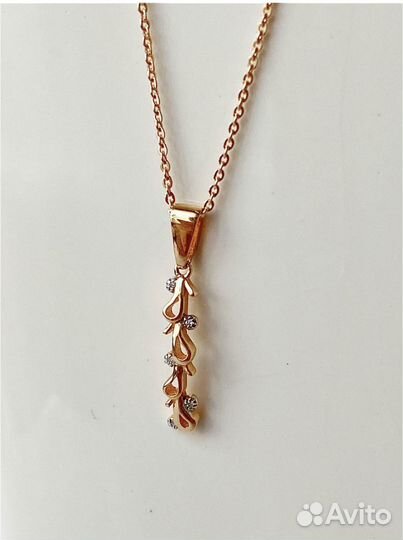 Золотая цепочка с кулоном 585 и серьгами