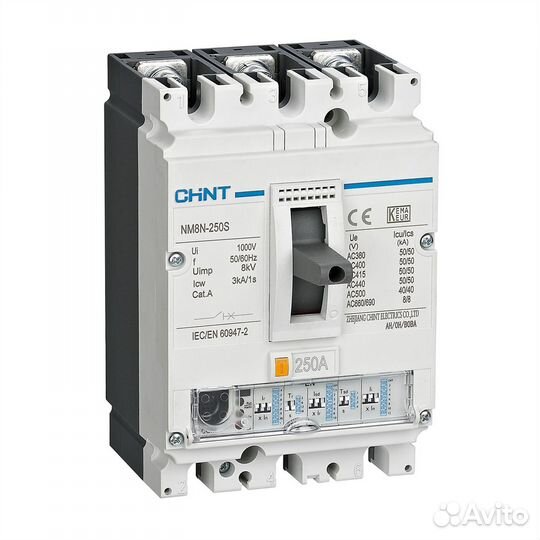 Chint Авт. выкл. NM8N-250S EN 3P 250А 50кА с элек