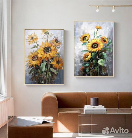 Картина маслом подсолнухи