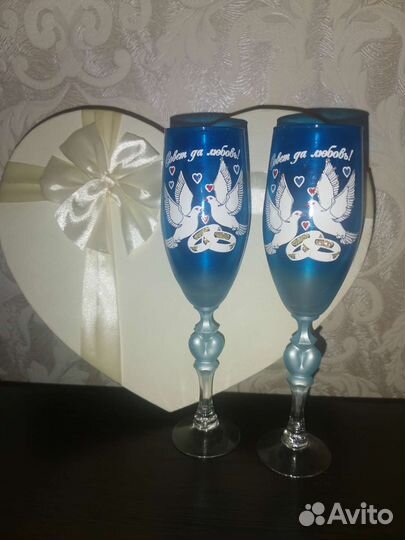 Свадебные бокалы ручной работы