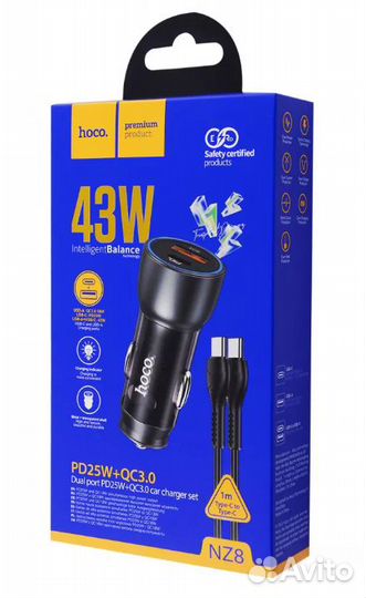 Азу в автомобиль быстрая зарядка 43W 5A