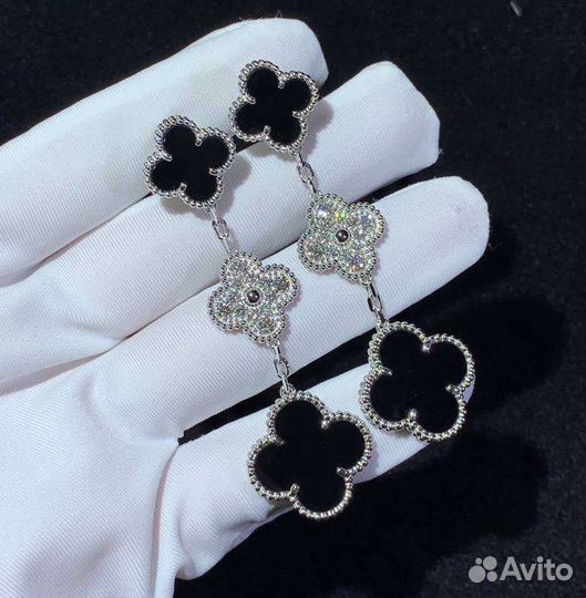 Золотые серьги Van Cleef 18.2гр 0.95ct