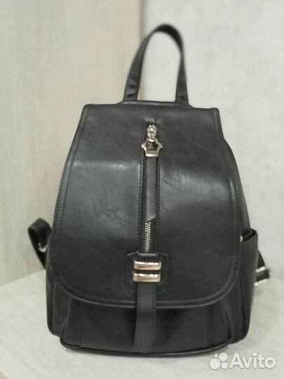 Рюкзак женский натуральная кожа черный