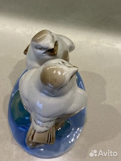 Статуэтка СССР Воробьи фарфор Старая Гжель