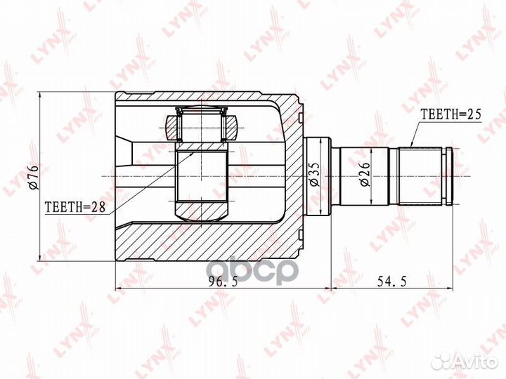 Шрус внутренний перед прав/лев CI3401 lynxauto
