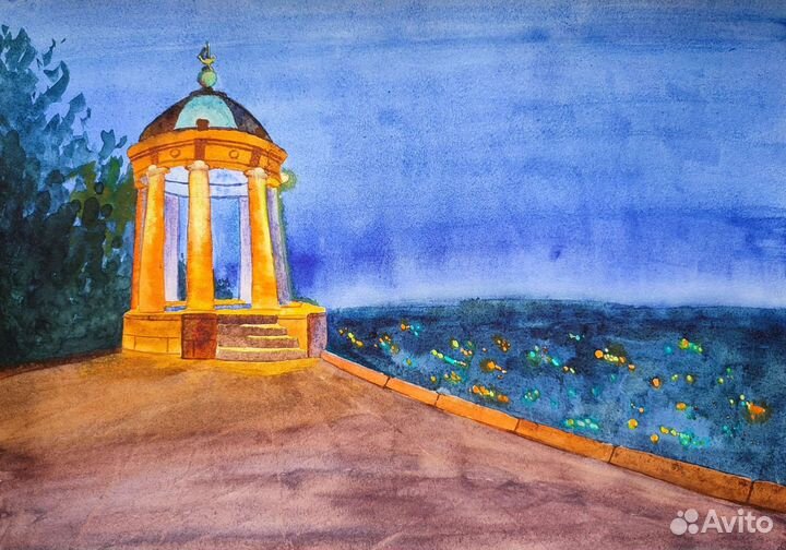 Акварель картина пейзаж