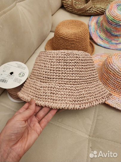 Панамы летние пляжные натуральные из рафии