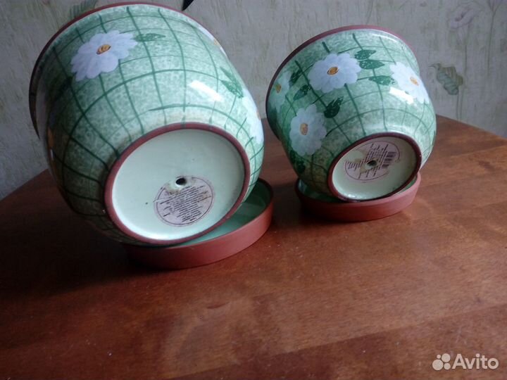 Горшки цветочные, керамические, цена за два