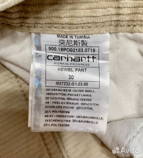Джинсы carhartt newel pant вельвет