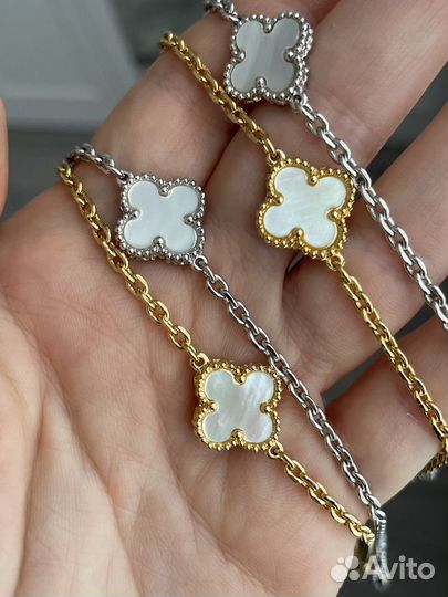 Длинное колье перламутр