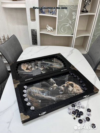 Нарды ручной работы со стеклом 