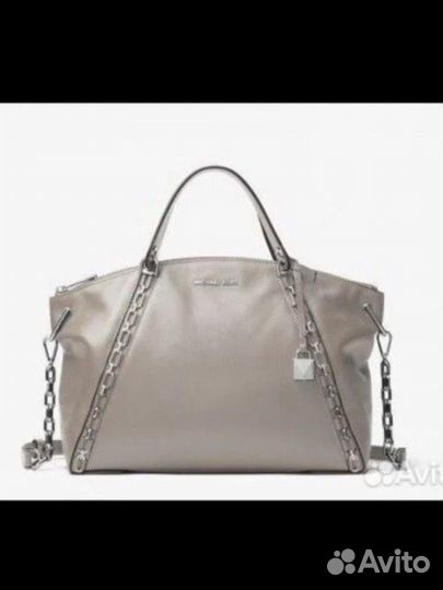 Оригинал серая кожаная сумка Michael Kors Sadie