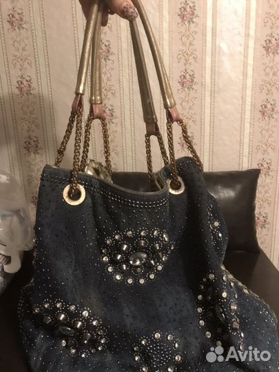 Сумка с камушками джинс