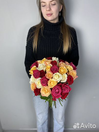 Букет из 35 роз 50см