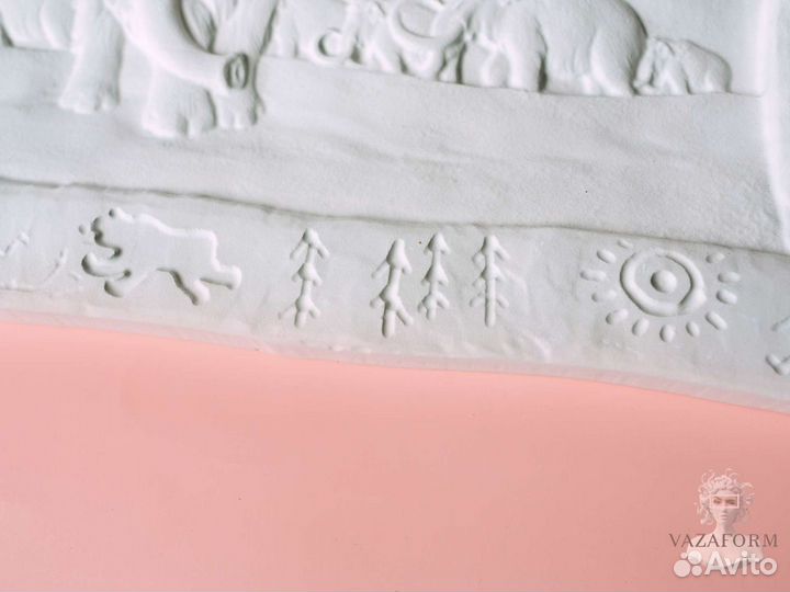 Силиконовая фoрма молд панно барельеф Мамонты