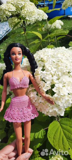 Вязаная одежда(купальник,юбки) для барби йоги,90х