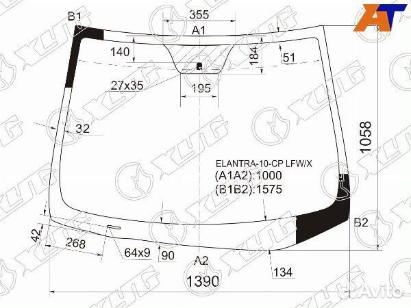 Стекло лобовое hyundai elantra
