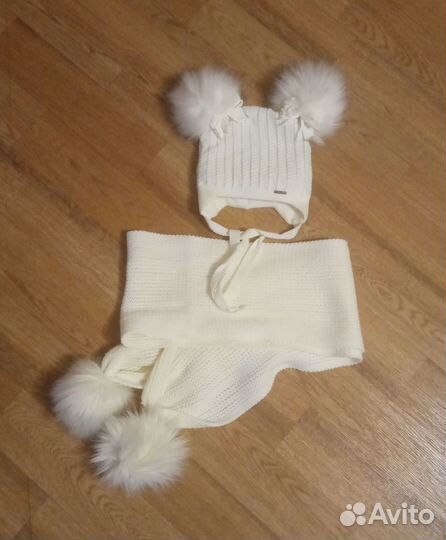 Комплект шапка и шарф для девочки 50-52 см