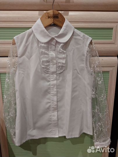 3 школьных рубашки для девочек 128 см