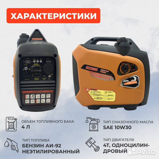 Инверторный Бензиновый Генератор 2,2 квт/2200 Вт